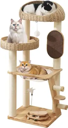 Solid Rubberwood Cat Tree 1002