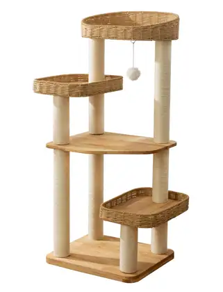 Solid Rubberwood Cat Tree 1013