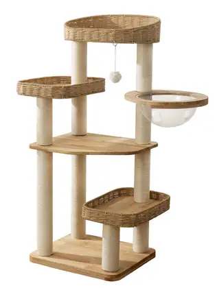 Solid Rubberwood Cat Tree 1015