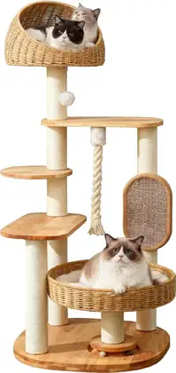 Solid Rubberwood Cat Tree 1020