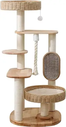 Solid Rubberwood Cat Tree 1021
